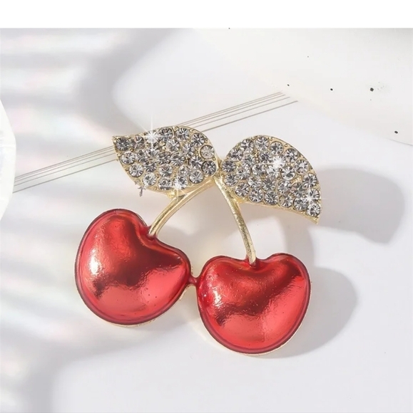Jewelry - Cherry Rhinestone Brooch